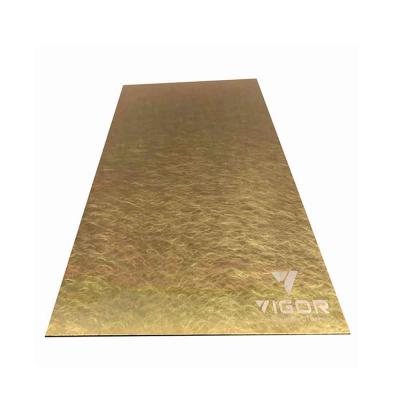 China Architecture Decoration And Workmanship Hairline Brush Satin Champagne Gold PVD Color Coated Stainless Steel Decorative Sheet For Wall Cladding for sale