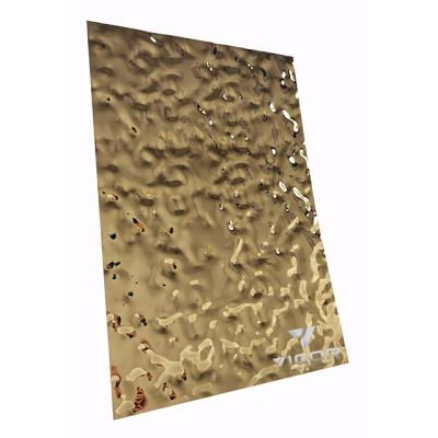 China Architecture decoration and manufacture 304 310s 316l 0.6mm color pvd coating mirror stamped stainless steel sheet decorative water ripples sheet for KTV wall panels for sale