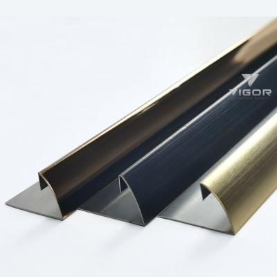 China 2021 modern new design inside corner stainless steel tile trims round shape profiles wall corner guard for sale