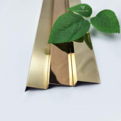 China Modern New Design Elegant Stainless Steel Ceramic Tile Trim Profile Transition Strip Tile Border Trim Decoration Gold Profile for sale