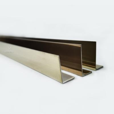 China Modern Grade 201 304 Rose Gold Mirror Stainless Steel L Shape Channel For Wall Edge Decoration for sale