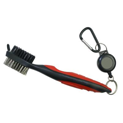 China Plastic Golf 2 Club Brush Golf Side Brush With Digging Tool for sale