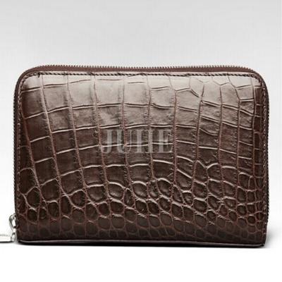 China Luxury Leather Men's Crocodile Clutch Wallet With Zipper for sale