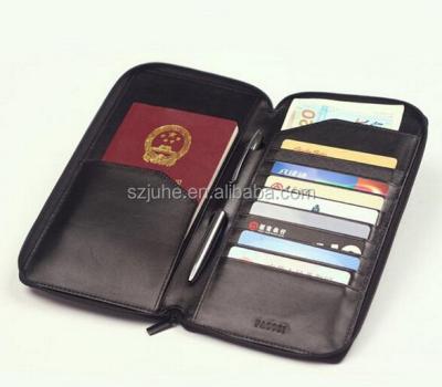 China Passport Factory Low Price Custom Logo Mens Leather Card Holder Zipper Passport Holder for sale