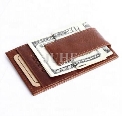 China Factory 2021 RFID Vegetable-tanned Italian Leather Material Card Holder With Slim Clip Money Clip Wallet for sale