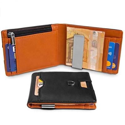 China 2021 TOP10 RFID Credit Card Holder Custom RFID Wallet Money Clip Genuine Leather Slim Wallet for sale