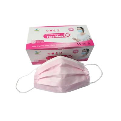 China Ear-loop Elastic Mask Medical Disposable Surgical Pink 3ply Face Mask for sale