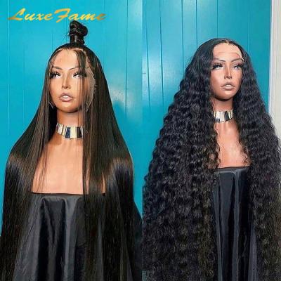 China Brazilian Lace Front Wig, Luxefame Deep Wave Virgin Hair Lace Front Wig For Black Women, Pre Pluck Lace Wig With Baby Hair for sale