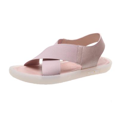 China CUSHIONING Summer Pink White Jelly Cross Flat Sandals Fashion New Arrival for sale