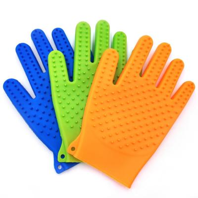 China Hot Sale Bath Massage Pet Grooming Glove Silicone Hair Removal Clean Stocked Grooming Glove For Cat Dog Wholesale RTS for sale