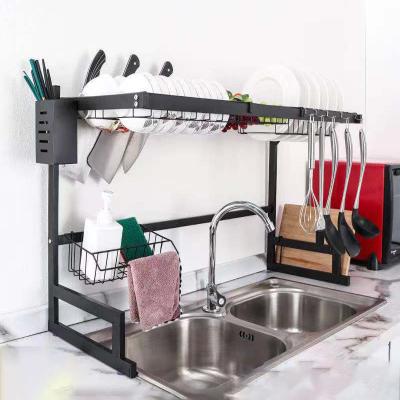 China Black Sink Shelf Sink Shelf Stainless Steel Dish Rack Stainless Steel Ware Racks Flat Kitchen Storage Drain Rack for sale