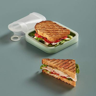 China Outdoor Freshness Keeping Silicone Food Container Students Bento Sandwich Boxes Portable Toast Lunch Box for sale