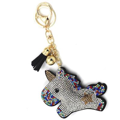 China Wholesale Hot Creative Colorful Tassel Personalized Glitter Cute Unicorn Diamond Keychain For Bag RTS Fashion Cartoon Key Chain 2022 for sale