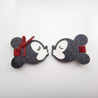 China Lovely Micky Mouse Cloth Hair Clip Cute Design Wholesale Cute Kids Girls Children Hair Accessory for sale