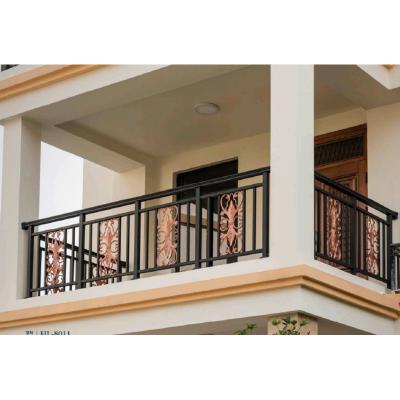 China Modern balcony railing stainless steel metal stair pipe terrace railing designs glass for front porch for sale