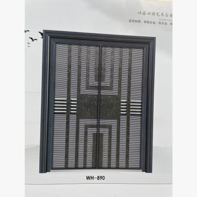 China Customized modern size color modern design security anti theft exterior aluminum double door security door for french for sale