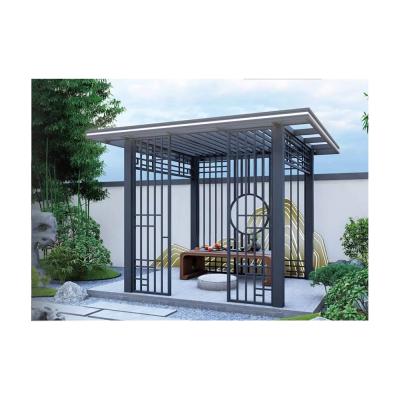 China Easily Assembled Modern Aluminum Gazebo Pergola Rattan Gazebo Garden Furniture Rattan Gazebo Outdoor Frame for sale