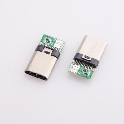 China Stainless Steel DIY 24pin USB 3.1 Type C Male and Female SMT Type Plug and Socket Connector with Circuit Board for sale