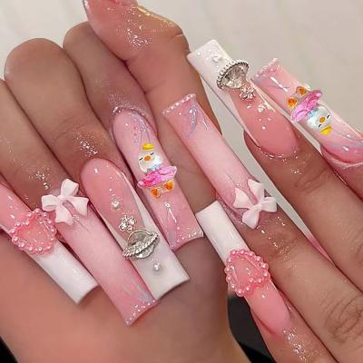 China Flexibility Artificial Fingernails 24Pcs/Set Ballerina Full Cover Press on Nail Art Tips Artificial Long Coffin Designed Press On Nails for sale