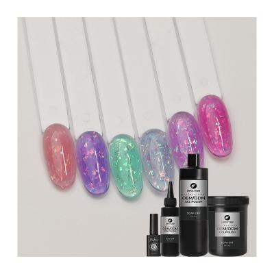 China Crueltyfree Cellophane Rubber Base Coat 1kg Sequin Gel Polish Shiny Color Gel Polish French Rubber Base Gel For Profession for sale