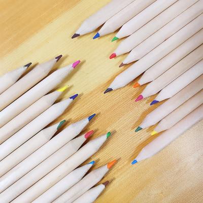 China Customized Coloring Elephant Drawing White Colors Wooden Coloring 12 Pack Triangle Natural Colored Pencil Set Bulk Wooden Colored Pencils for sale