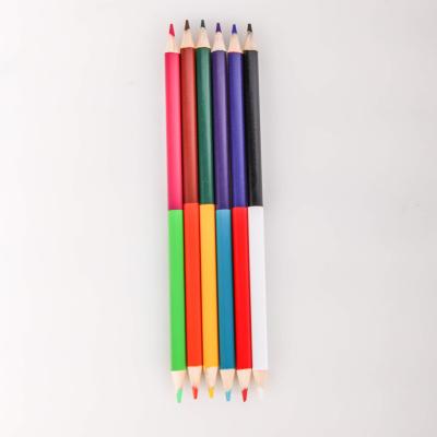 China 12pcs End Black Skin Colored Pencil High Quality Double Color Logo Custom Minimum Order Customized Color Pencils Kids Set for sale