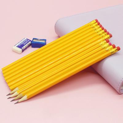 China Writing Ahead of the New Year 2022 Inspired Pencil Yellow Art Tools Color Pencil Black HB Graphite Wooden Graphite Colored Pencil With Topper for sale