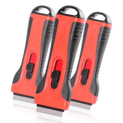 China Cutting Handle Tools Mini Scraper Razor Blades Plastic Scraper Retractable Razor Blades With 5 Blades for sale