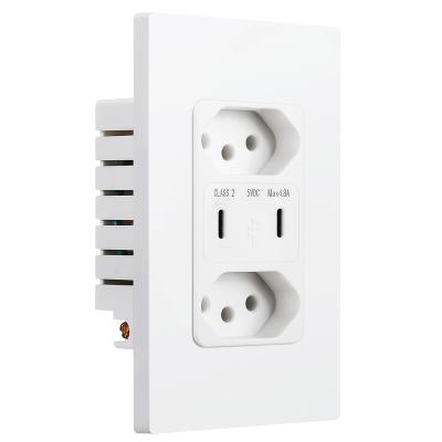 China USB Socket For Type C Outlet Brazil Brazil Market USB Wall Socket for sale