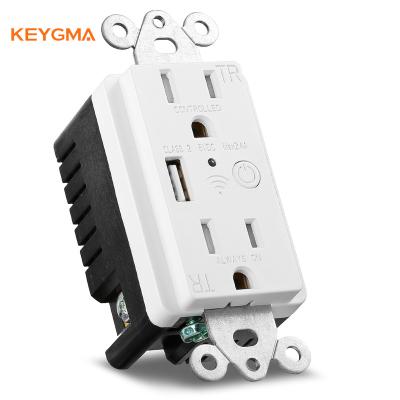 China Easy Installation 15A USB Smart Wall Plug Electric Plug Zigbee Wireless Receptacle for sale