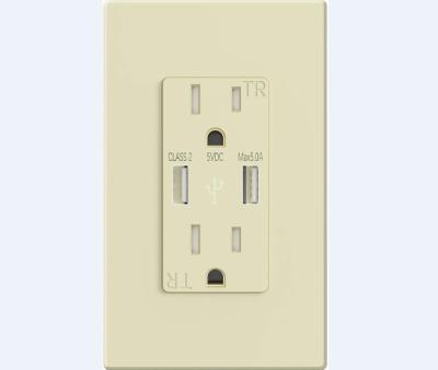 China Fast Shipping High Quality 5.0A American Standard USB Charger Receptacle USB Wall Socket Duplex Sockets for sale