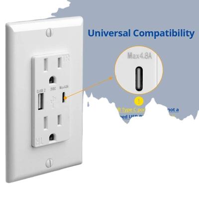 China Various Slots Headquarters 4.8A Outlets 15 Amp USB Receptacle New Smart Chip Installation for sale