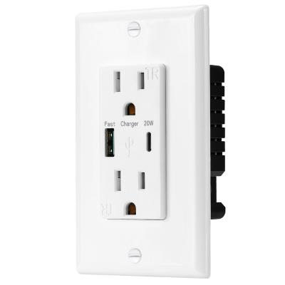 China Residential / General-Purpose PD20W QC3.0 5V 4.2A Multi Functional Wall Mounted Type C USB Outlet for sale