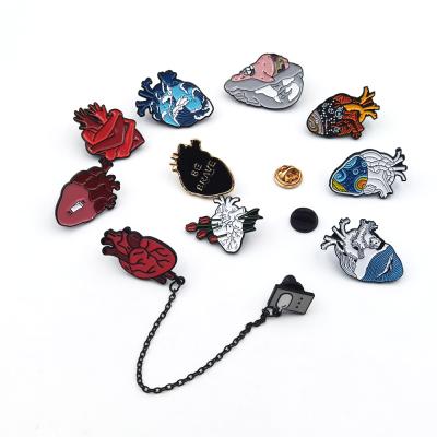 China China 10 Style Heart Anatomical Enamel Pins Anatomy Brooch Heart Neurology Medical Pins for Doctor and Nurse Bags Badge Lapel Pins for sale