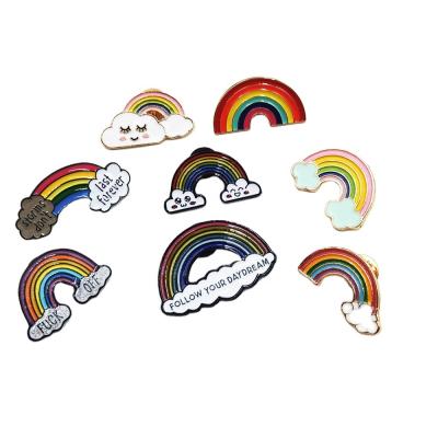 China China Enamel Thumbtack Manufacturer Lapel Pin Metal-plated Enamel Rainbow Magnetic Badge Design Logo Free Soft Hard Hard Pin for sale