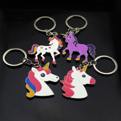 China Custom Accessories Ring Key Chain Custom Logo Zinc Alloy/Iron Alloy/Brass Enamel Metal Manufacturing Unicorn Key Chain for sale