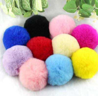 China Bags Faux Furry Rabbit Puff Ball Fur Pom Pom Keychain For Women And Pink Girls for sale