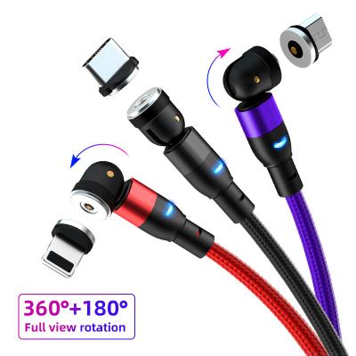 China New Design Strong Magnetic Charging Cable 3 in 1 USB Magnetic Charging Cable 540 Spin Cable Fast Charging Cable for Micro/IOS/Type C 1m 2m for sale