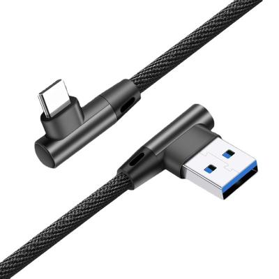 China Multi Function Data Transfer Cable 2021 Customize Logo C 1M 2M 3M Fast Charge Braided USB 90 Degree Charging Data Cable for sale