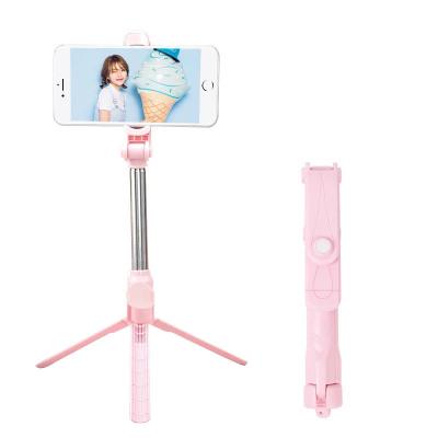 China Portable Universal Extendable Smartphone Selfie Stabilizer Tripod Felxible Pink Selfie Stick With Blue Tooth for sale