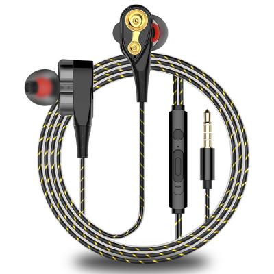 China In-Ear Dual Drive In Ear Earphone Bass Subwoofer Stereo Wired Headphones Microphone Sport Running Earbuds For Samsung iPhone Earphone for sale