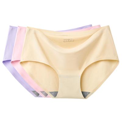 China Women's Triangle Lift Mid-Waist Solid Color Panties Antibacterial Ice Traceless Ice Silk Panties Underwear for sale