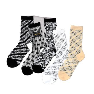 China Women's Summer Socks Fancy Lace Ultra Thin Breathable Transparent Silk Antibacterial Crystal Girls Elastic Short Socks Female Socks zu verkaufen