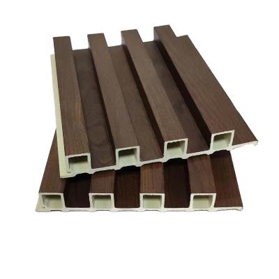 China Modern Walnut Pure Materials Grill Chinese Wall Cladding WPC Panels 160*25 For Interior Design Panel for sale