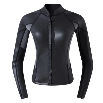 China 2mm Neoprene Women Wetsuit Antibacterial Jacket Front Zipper Diving Suit Smooth Peel Full Sleeve Surfing Suit for sale