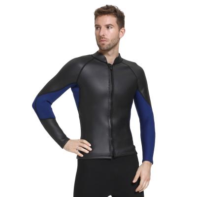 China 3mm Antibacterial Neoprene Smooth Skin Long Sleeve Front Zip Wetsuit Jacket Men Surfing Suit Wetsuit Tank Top for sale