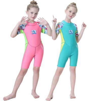 China 2.5mm Kids Neoprene Antibacterial Wetsuit Keep Warm Wetsuit One Piece Spring Wetsuit Diving Girl Surfing Suit for sale