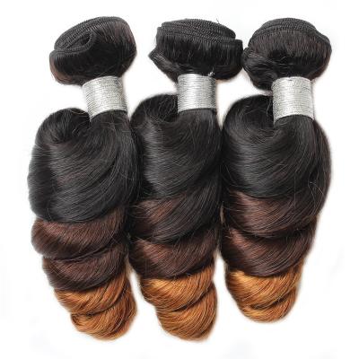 China Real Big Curly Human Hair Natural Shiny Gradient Tricolor Quality Brazilian Hair Extension And Wig Braid for sale