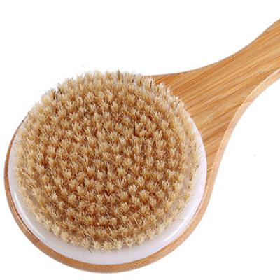 China Wooden Long Handle Pig Sideburns Hair Bath Brush Massage Exfoliating Giant SPA Bath Brush for sale