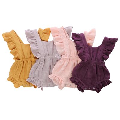 China 100% Cotton Clothing Baby Romper Newborn Ruffle Jumpsuit Clothes Sleeveless 100% Cotton Fabric Baby Romper for sale